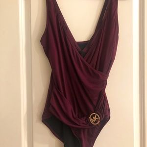 Michael Kors Burgundy One Piece Swimsuit